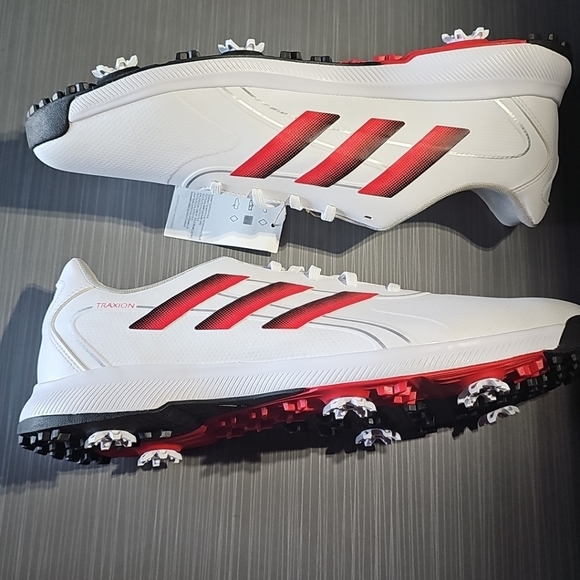 Adidas Traxion Lite‎ Max White Black Red Waterproof Golf Shoes Men\'s 15W GV9674